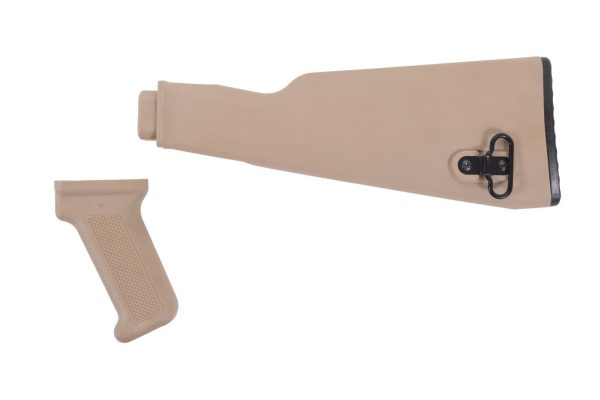 Arsenal Intermediate Length AK47 Desert Sand Buttstock and Pistol Grip Set for Milled Receivers